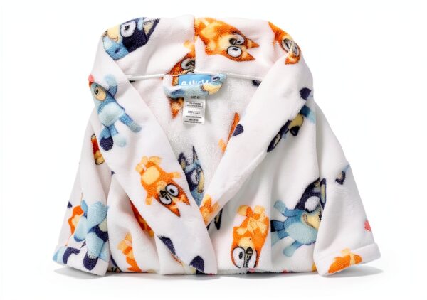 Bluey Boys Bathrobe Fleece Material Funny Bluey Design-2