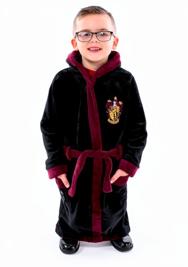Harry Potter Boys Robe Gryffindor Fleece Bathrobe Black-5