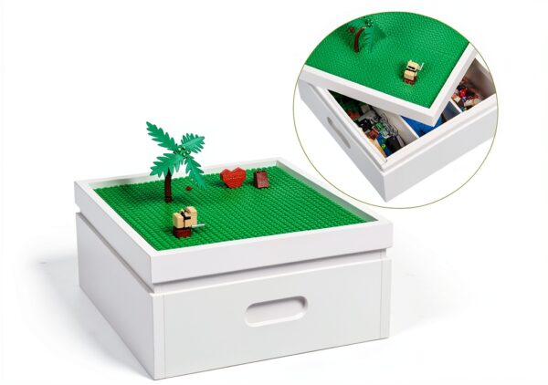 UTEX Building Storage Box White Wood Toy Organizer Kids-0