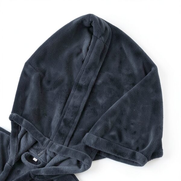 Boys Fleece Robe Soft Hooded Kids Bathrobe Grey Black Blue-4