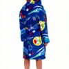Intimo Polar Express Boys Fleece Robe Blue Cozy Hood-3