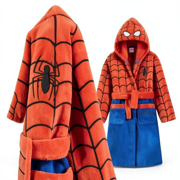 Spiderman Robe Boys Fleece Bathrobe Marvel Licensed-3