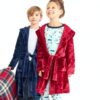Lands End Boys Plush Fleece Hooded Bathrobe Cozy Robe-1