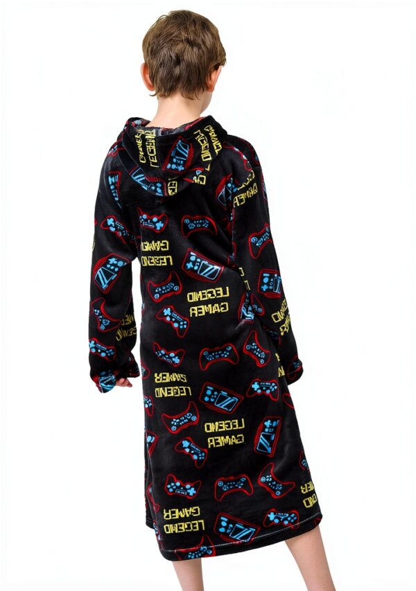 Boys Gaming Robe Soft Polyester Breathable Fun Print Sizes-1