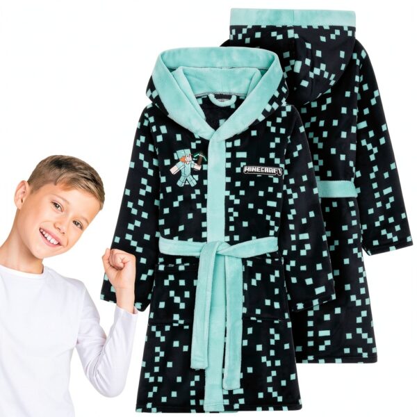 Minecraft Fleece Robe for Boys Fashion UK Hooded Soft-2