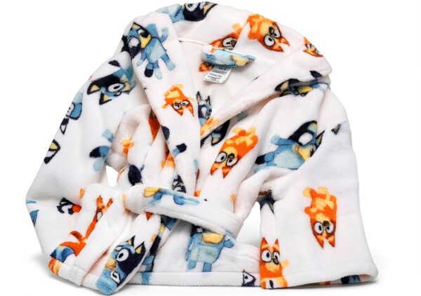 Bluey Boys Bathrobe Fleece Material Funny Bluey Design-1