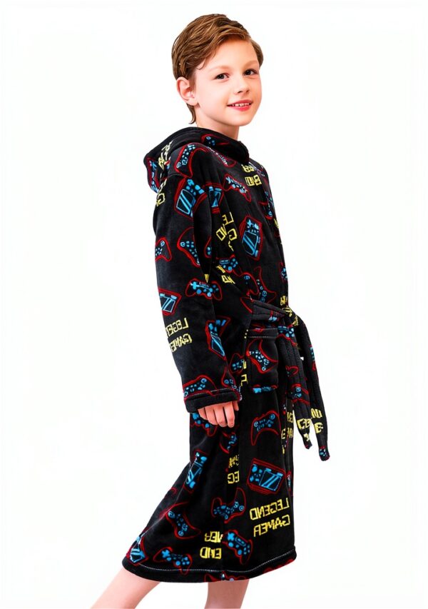 Boys Gaming Robe Soft Polyester Breathable Fun Print Sizes-2