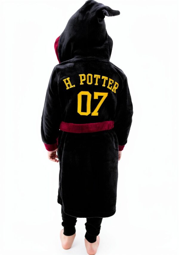 Harry Potter Boys Robe Gryffindor Fleece Bathrobe Black-3