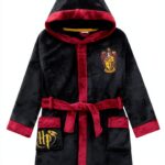 Harry Potter Boys Robe Gryffindor Fleece Bathrobe Black-0