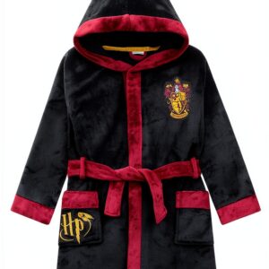 Harry Potter Boys Robe Gryffindor Fleece Bathrobe Black-0
