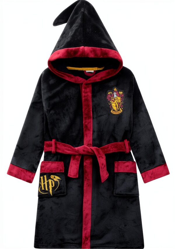 Harry Potter Boys Robe Gryffindor Fleece Bathrobe Black-0