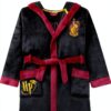 Harry Potter Boys Robe Gryffindor Fleece Bathrobe Black-6