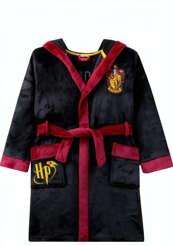 Harry Potter Boys Robe Gryffindor Fleece Bathrobe Black-6