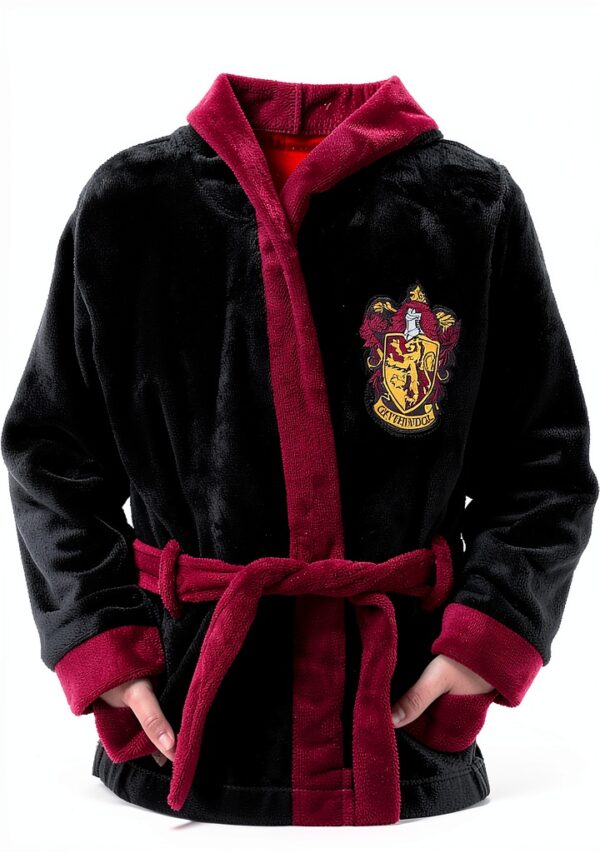 Harry Potter Boys Robe Gryffindor Fleece Bathrobe Black-2