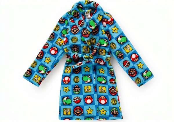 Super Mario Sonic Fleece Kids Robe Soft Plush Bathrobe Boys