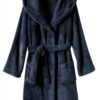 Lands End Boys Plush Fleece Hooded Bathrobe Cozy Robe-0