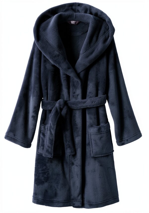 Lands End Boys Plush Fleece Hooded Bathrobe Cozy Robe-0