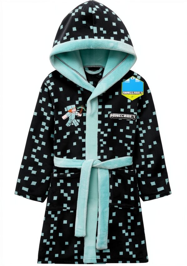 Minecraft Fleece Robe for Boys Fashion UK Hooded Soft-0
