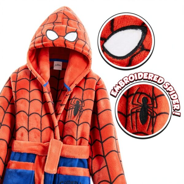Spiderman Robe Boys Fleece Bathrobe Marvel Licensed-2