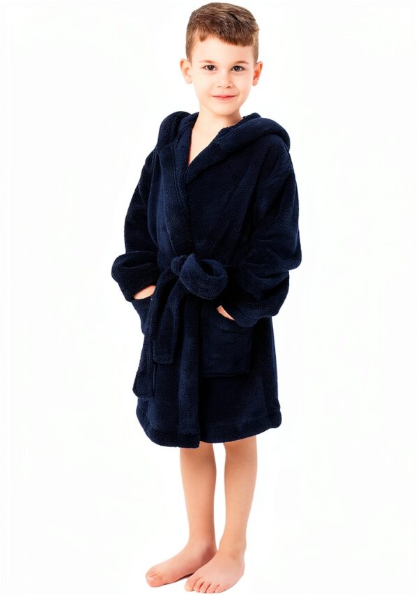 Bare Cotton Boys Fleece Robe Shawl Collar Premium Comfort-3