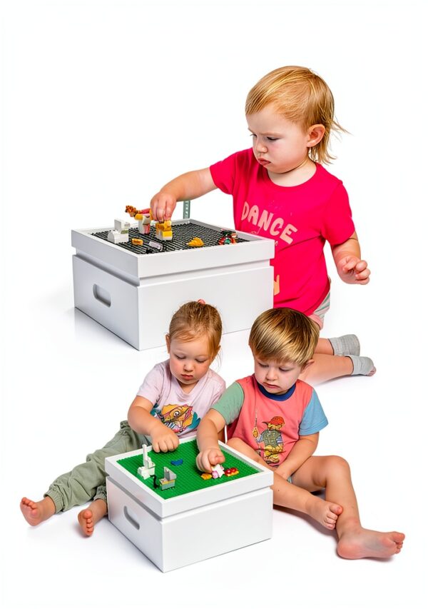 UTEX Building Storage Box White Wood Toy Organizer Kids-5