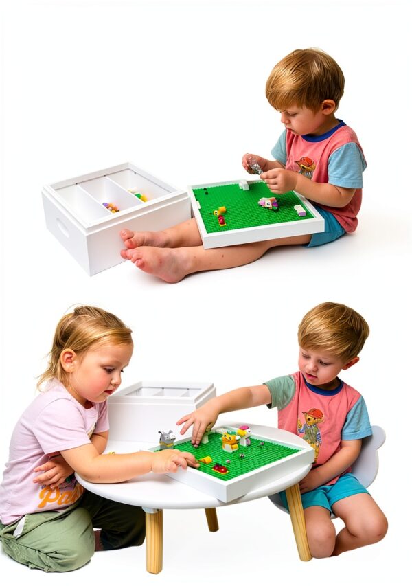 UTEX Building Storage Box White Wood Toy Organizer Kids-3