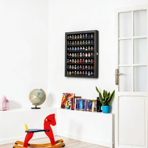 Display Gifts Minifigure Display Case Black Lockable Wall-3