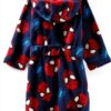 Marvel Hooded Bathrobe Boys Red All Over Print Polyester-2