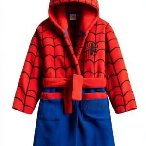 Spiderman Robe Boys Fleece Bathrobe Marvel Licensed-0