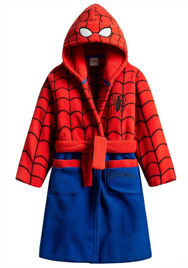 Spiderman Robe Boys Fleece Bathrobe Marvel Licensed-0