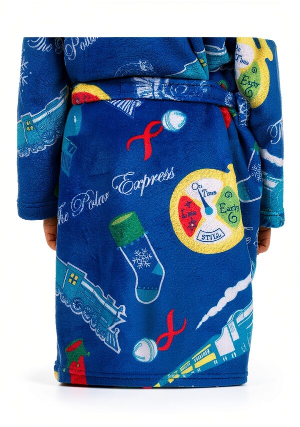 Intimo Polar Express Boys Fleece Robe Blue Cozy Hood-2