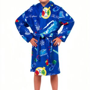 Intimo Polar Express Boys Fleece Robe Blue Cozy Hood-0