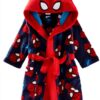 Marvel Hooded Bathrobe Boys Red All Over Print Polyester-0