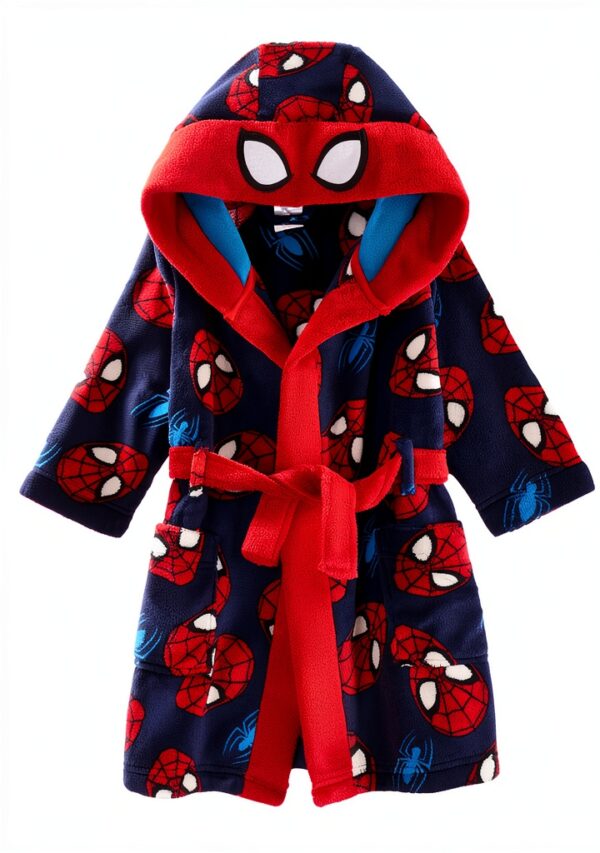 Marvel Hooded Bathrobe Boys Red All Over Print Polyester-0