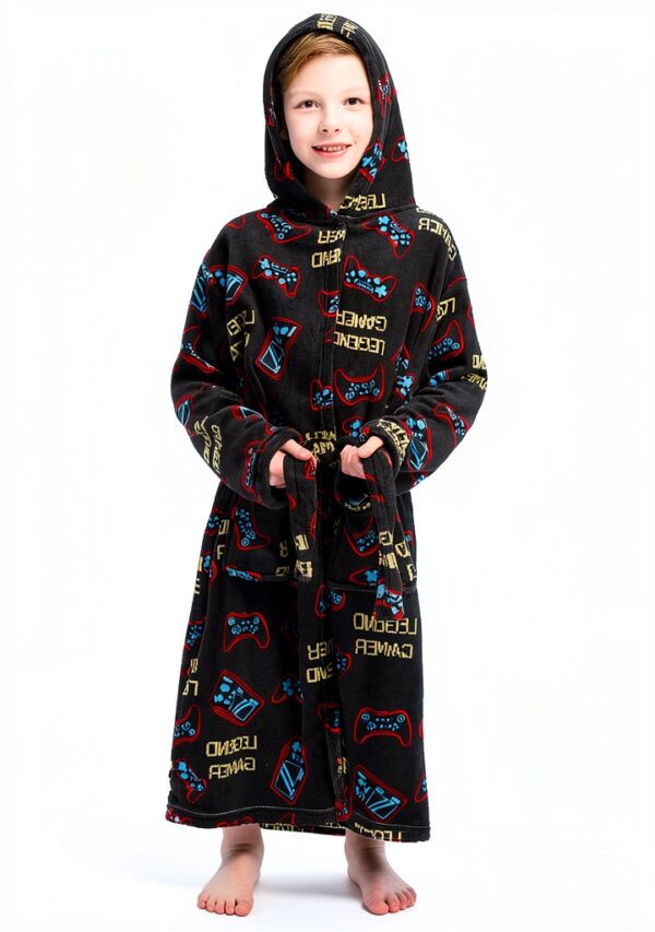 Boys Gaming Robe Soft Polyester Breathable Fun Print Sizes-3