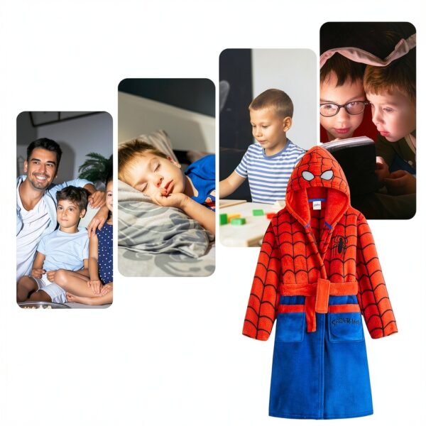 Spiderman Robe Boys Fleece Bathrobe Marvel Licensed-5