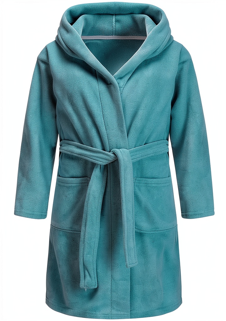 E W Apparel Kids Hooded Robe in Purple color on a child