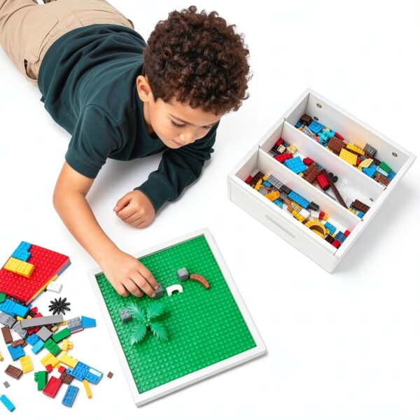 UTEX Building Storage Box White Wood Toy Organizer Kids-7