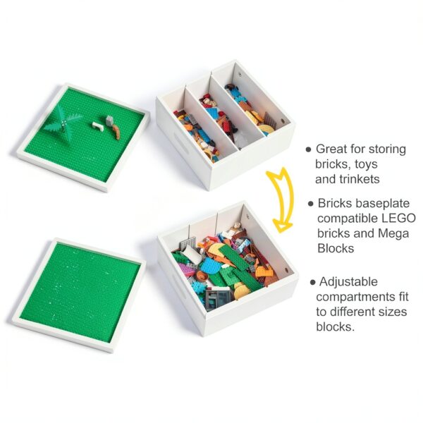 UTEX Building Storage Box White Wood Toy Organizer Kids-1